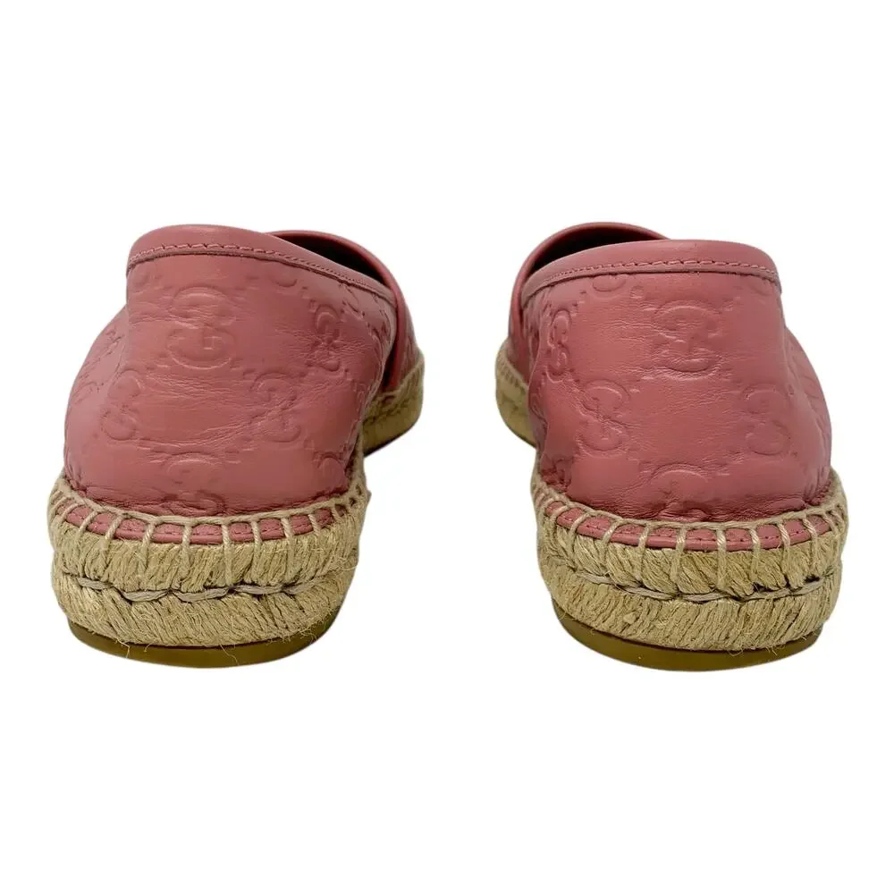 Gucci Guccissima Pink Leather GG Monogram Espadrille Flats EU 40